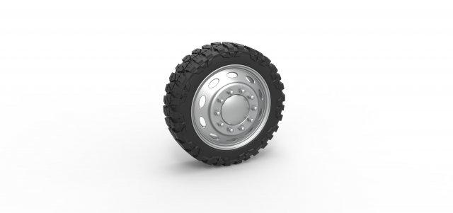diecast 10 oval hole front semi wheel pickup scale 1 25 vehicle tire tyre mud mudtire offroad allterrain scaled toy print printable pavement pavementprincess trailerqueen mallcrawler 3d print model - Mito3D