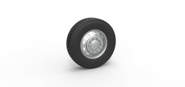 fundido presión 10 oval agujero frente rueda semi camión escala 1 25 vehículo neumático semirremolque escamoso juguete impresión imprimible 3d print model - Mito3D