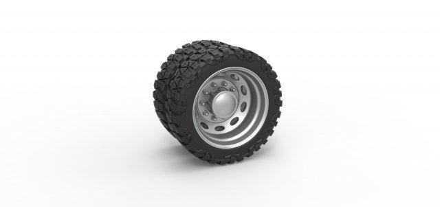 diecast 10 oval hole rear semi wheel pickup scale 1 25 vehicle tire tyre mud mudtire offroad allterrain scaled toy print printable pavement pavementprincess trailerqueen mallcrawler doublewheel 3d print model - Mito3D
