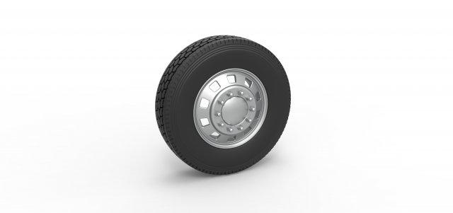 diecast 10 quadrado orifício frente roda semi caminhão escala 1 25 veículo semitruck pneu semiroda brinquedo impressão imprimível 3d print model - Mito3D