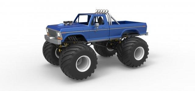 diecast bigfoot 2 monster truck scale 1 25 vehicle bigfoot2 monstertruck monsterjam megatruck vintage oldschool 4x4 4x4x4 v8 awd offroad allterrain scaled toy print printable 3d print model - Mito3D