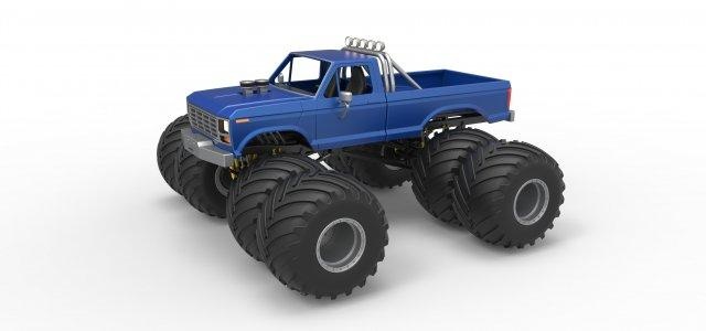 diecast bigfoot 3 monster truck double wheels scale 1 25 vehicle bigfoot3 monstertruck monsterjam megatruck vintage oldschool 4x4 4x4x4 v8 awd offroad allterrain scaled toy print printable 3d print model - Mito3D