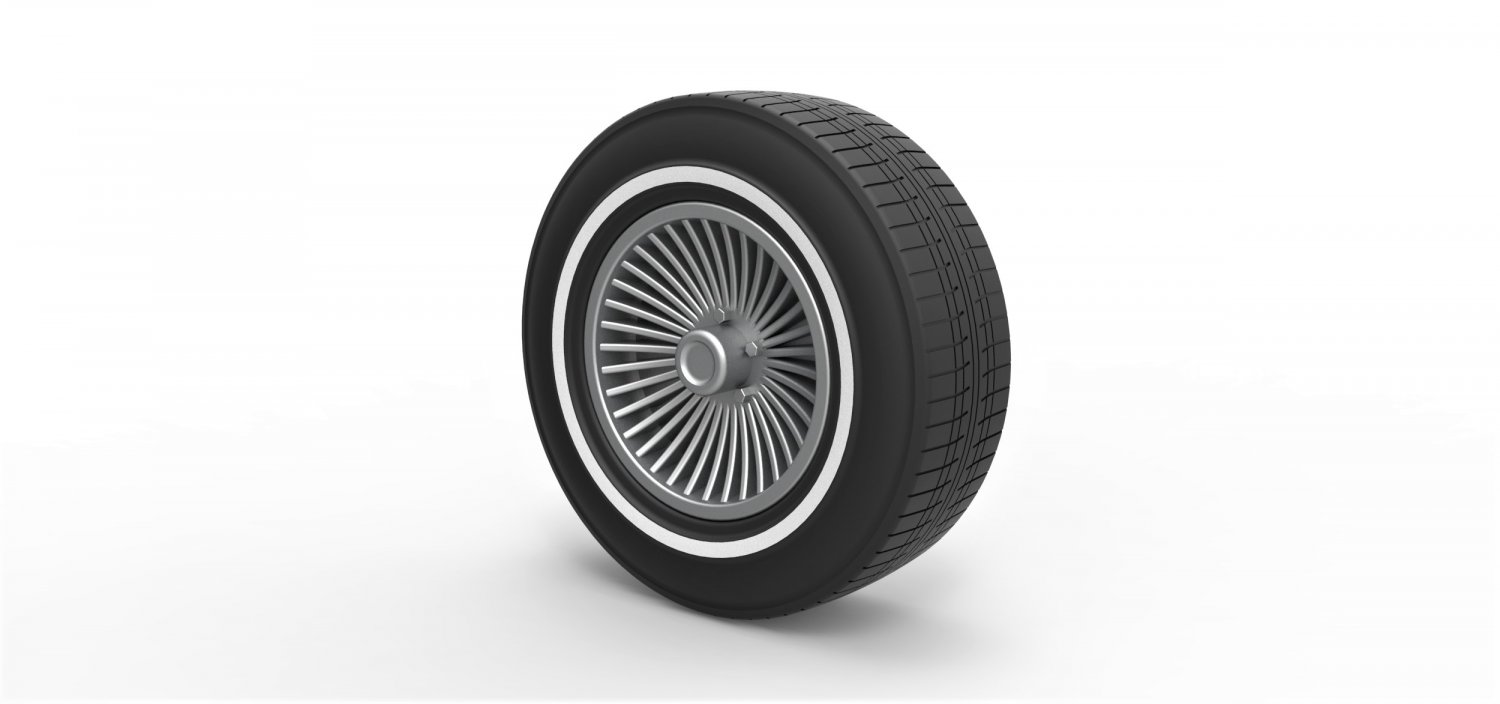 diecast car wheel 4 tire oldschool scaled toy print printable 3D print model - Mito3D