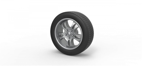 fundido presión coche vehiculo rueda 5 escala 1 10 neumático escamoso juguete impresión imprimible 3d print model - Mito3D