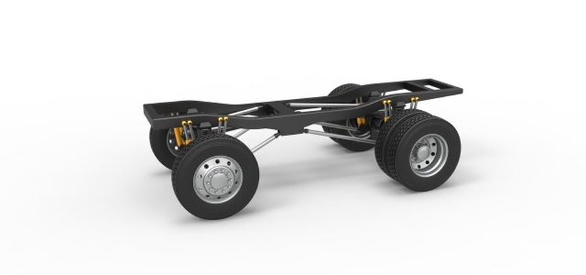 fundido presión chasis of monstruo camión semi ruedas escala 1 to 25 3d impresión modelo in vehículo 3dexport monstruos megacamión escamoso juguete imprimible 3d print model - Mito3D