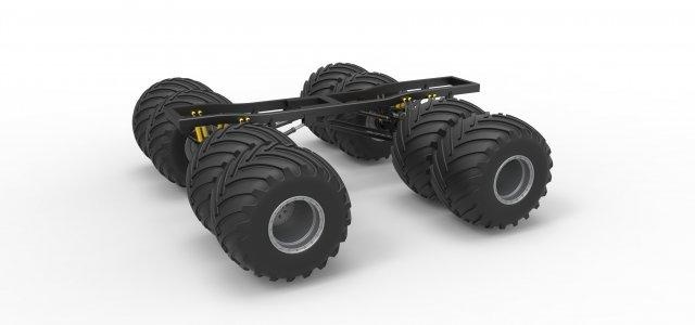 diecast chassis vintage monster truck double wheels scale 1 25 vehicle monstertruck monsterjam megatruck oldschool 4x4 4x4x4 awd offroad allterrain scaled toy print printable 3d print model - Mito3D