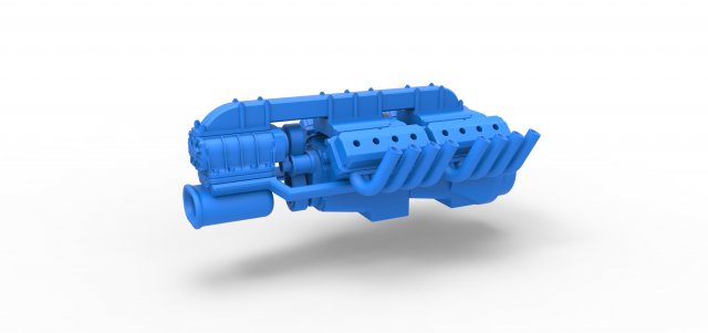 diecast motor 2 v8 versão 3 escala 1 25 veículo 2v8 bimotor duplo dragster arrastar raça supercharger brinquedo impressão imprimível 3D print model - Mito3D