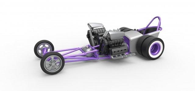 döküm motor okul dragster 2 v8 ölçek 1 25 3d Yazdır model araç sürüklemek yarış çift motorlu ön önden tırpan eski nostaljik ölçekli oyuncak 3d print model - Mito3D