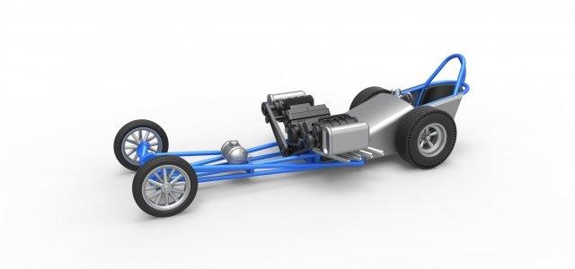 Druckguss Motor Schule Dragster doppelt aufgeladen v8 Rahmen 1 25 Fahrzeug ziehen Rennen Frontmotor Jahrgang alte skaliert Spielzeug 3d print model - Mito3D