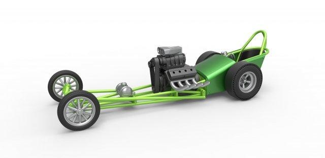 Druckguss Motor Schule Dragster v8 Rahmen 1 25 3d drucken Modell Fahrzeug ziehen Rennen Frontmotor Jahrgang alte skaliert Spielzeug 3d print model - Mito3D