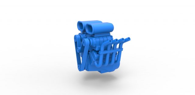 diecast motor v8 Duplo supercharger versão 2 escala 1 25 ventilador hotrod quente brinquedo impressão imprimível 3D print model - Mito3D