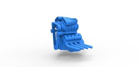 Druckguss Motor v8 doppelt Kompressor Ausführung 3 Rahmen 1 25 Gebläse frisiertes Auto Hotrod skaliert Spielzeug drucken druckbar 3d print model - Mito3D