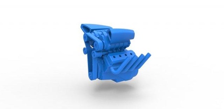 fundido presión motor v8 doble sobrealimentador versión 4 escala 1 25 soplador hotrod caliente escamoso juguete impresión imprimible 3d print model - Mito3D