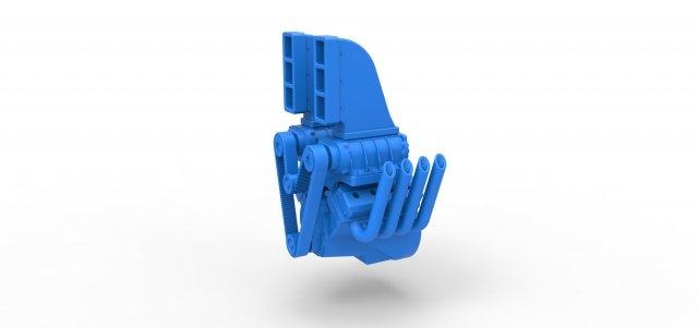 fundido presión motor v8 doble sobrealimentador versión 6 escala 1 25 vehículo soplador hotrod caliente escamoso juguete impresión imprimible 3d print model - Mito3D