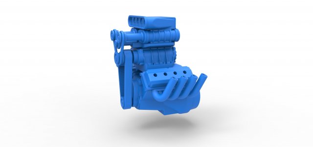 Druckguss Motor v8 verdreifachen Kompressor Ausführung 2 Rahmen 1 25 Fahrzeug Dragster ziehen Rennen lustiges Auto dreifacher skaliert Spielzeug drucken druckbar 3D print model - Mito3D