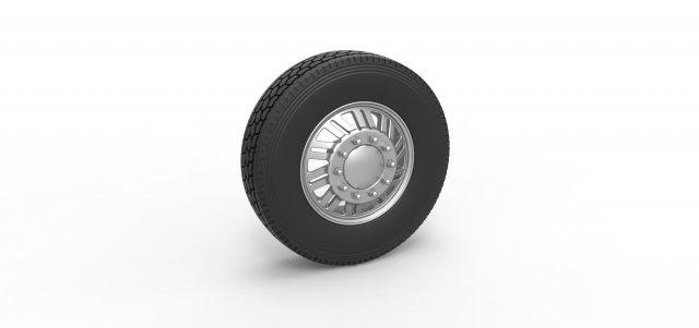 diecast frente personalizadas roda semi caminhão versão 11 escala 1 25 veículo semitruck pneu semiroda brinquedo impressão imprimível 3d print model - Mito3D