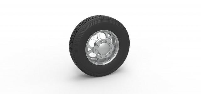 diecast frente personalizadas roda semi caminhão versão 15 escala 1 25 veículo semitruck pneu semiroda brinquedo impressão imprimível dupla 3d print model - Mito3D