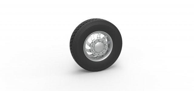 diecast frente personalizadas roda semi caminhão versão 17 escala 1 25 veículo semitruck pneu semiroda brinquedo impressão imprimível 3d print model - Mito3D