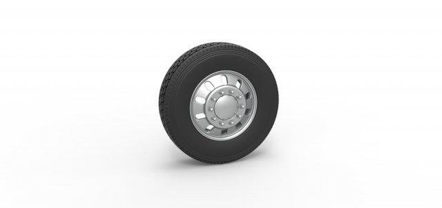 diecast frente personalizadas roda semi caminhão versão 21 escala 1 25 veículo semitruck pneu semiroda brinquedo impressão imprimível 3d print model - Mito3D
