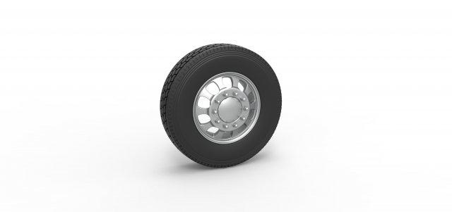 diecast frente personalizadas roda semi caminhão versão 22 escala 1 25 veículo semitruck pneu semiroda brinquedo impressão imprimível 3d print model - Mito3D