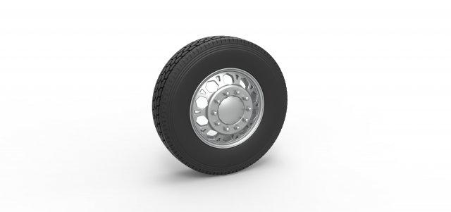 diecast frente personalizadas roda semi caminhão versão 23 escala 1 25 veículo semitruck pneu semiroda brinquedo impressão imprimível 3d print model - Mito3D