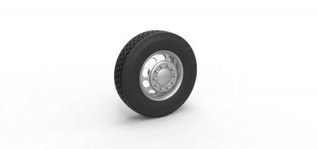 diecast frente personalizadas roda semi caminhão versão 4 escala 1 25 veículo semitruck pneu semiroda brinquedo impressão imprimível 3d print model - Mito3D