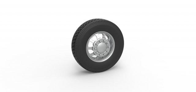 diecast frente personalizadas roda semi caminhão versão 5 escala 1 25 veículo semitruck pneu semiroda brinquedo impressão imprimível 3d print model - Mito3D