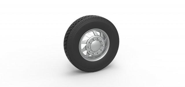 diecast frente personalizadas roda semi caminhão versão 7 escala 1 25 veículo semitruck pneu semiroda brinquedo impressão imprimível 3d print model - Mito3D
