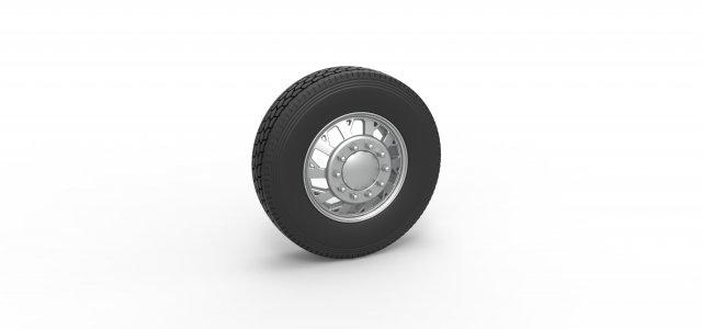 diecast frente personalizadas roda semi caminhão versão 9 escala 1 25 veículo semitruck pneu semiroda brinquedo impressão imprimível 3d print model - Mito3D