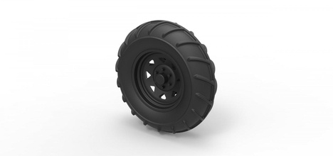 diecast front wheel mud dragster tire part vehicle print printable toy muddragster 3d print model - Mito3D