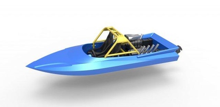 druckguss jet sprint boot rahmen 1 to 25 3d drucken modell fahrzeug 3dexport sprintboot jetsprintboot sport rennen rennboot v8 skaliert spielzeug druckbar 3d print model - Mito3D