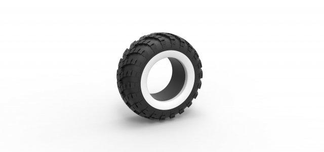diecast military kraz whitewall tire vid-201 scale 1 25 vehicle tyre whitewalltire army offroad allterrain vid201 scaled toy print printable 3d print model - Mito3D