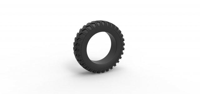 diecast military tire 11 scale 1 25 vehicle tyre wheel army offroad allterrain scaled toy print printable 3d print model - Mito3D