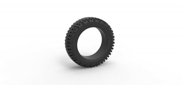 diecast military tire 12 scale 1 25 vehicle tyre wheel army offroad allterrain scaled toy print printable 3d print model - Mito3D