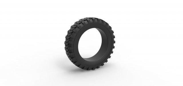 diecast military tire 13 scale 1 25 vehicle tyre wheel army offroad allterrain scaled toy print printable 3d print model - Mito3D