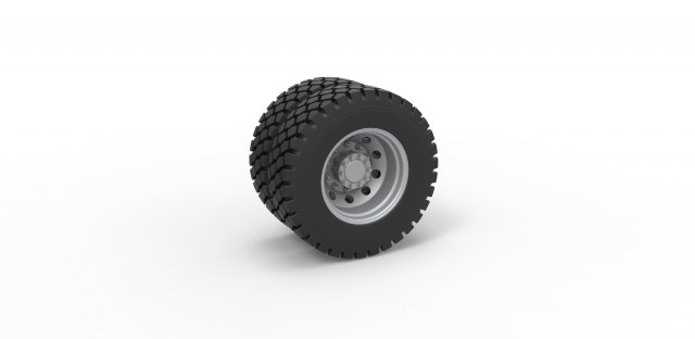 diecast military truck double wheel scale 1 to 25 3d print model in vehicle 3dexport tire tyre scaled toy printable offroad allterrain army 3D print model - Mito3D