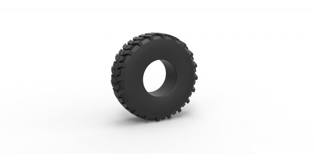 diecast military truck tire 5 scale 1 25 tyre wheel army offroad allterrain scaled toy print printable 3D print model - Mito3D