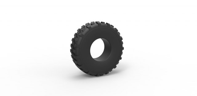 diecast military truck tire 6 scale 1 25 tire tyre wheel diecast army military truck offroad allterrain scaled toy print printable 3D print model - Mito3D