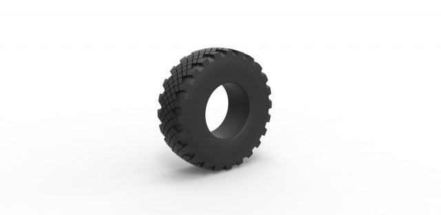 diecast military ural tire kama-1260-1 scale 1 25 tyre wheel oldschool army kama12601 offroad allterrain scaled toy print printable 3D print model - Mito3D