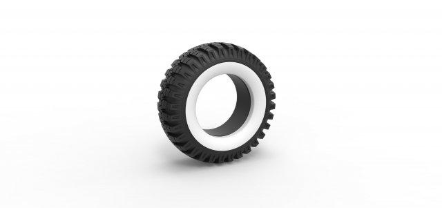 diecast military ural whitewall tire o-47a scale 1 25 vehicle tyre wheel army o47a whitewalltire offroad allterrain scaled toy print printable 3d print model - Mito3D