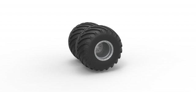diecast monster jam double wheel scale 1 25 vehicle tire tyre monstertruck monstertrucktire megatruck monsterjam doublewheel dually scaled toy print printable 3d print model - Mito3D