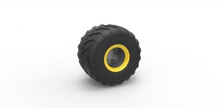 fundido presión monstruo mermelada rueda escala 1 25 neumático camión Rueda megacamión monstruos escamoso juguete impresión imprimible 3d print model - Mito3D