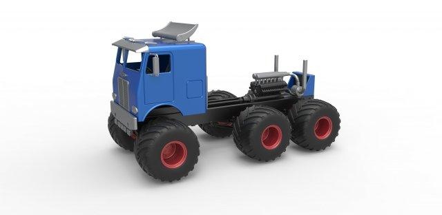 pressofuso mostro camion 6x6 scala 1 25 3d Stampa modello veicolo freightliner Monster Truck mostri megacamion 6x6x6 v12 awd fuori strada per tutti i terreni ridimensionato giocattolo stampabile 3d print model - Mito3D