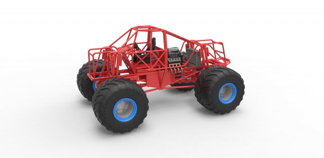 diecast monster truck base scale 1 25 monstertruck monsterjam megatruck frame 4x4 v8 awd offroad allterrain scaled toy print printable 3D print model - Mito3D