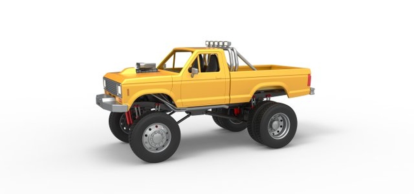 fundido presión monstruo camión semi ruedas escala 1 to 25 3d impresión modelo in vehículo 3dexport clásico monstruos megacamión escamoso juguete imprimible 3d print model - Mito3D