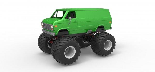 diecast monster truck van scale 1 25 vehicle monstertruck monsterjam megatruck shell vintage scaled toy print printable 3d print model - Mito3D