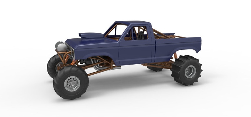 diecast mud dragster version 2 scale 1 to 25 3d print model in vehicle 3dexport muddragster dirtdragster pickup modified offroad sport awd v8 toy scaled printable 3d print model - Mito3D
