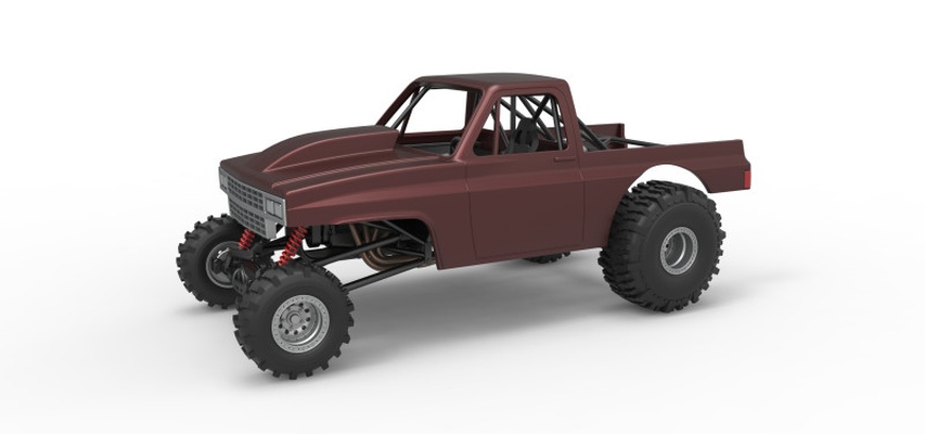 diecast mud dragster version 3 scale 1 to 25 3d print model in vehicle 3dexport muddragster dirtdragster pickup modified offroad sport awd v8 toy scaled printable 3d print model - Mito3D