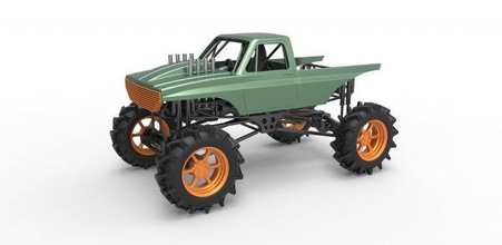 diecast lama caminhão 2 escala 1 25 dobrar monstro monstertruck megacaminhão 4x4 horrível atv estrada v8 brinquedo impressão imprimível 3d print model - Mito3D