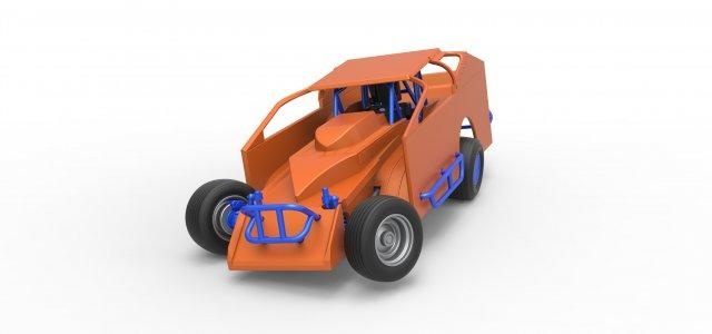 diecast northeast dirt modified stock car turning scale 1 25 vehicle dirtmodified nedirtmodified superdirtcar openwheel bigdlock racing racecar v8 scaled toy print printable speedway 3d print model - Mito3D